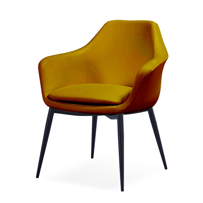 Teegan 19'' H Upholstered Metal Armchair, Black, Apricot