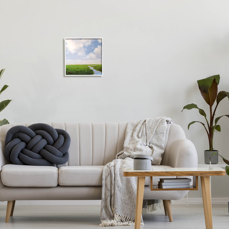 «Country campagne prairie ruisseau» par Catherine Andersen - peinture sur bois, H 12 po x l 12 po x P 1,5 po