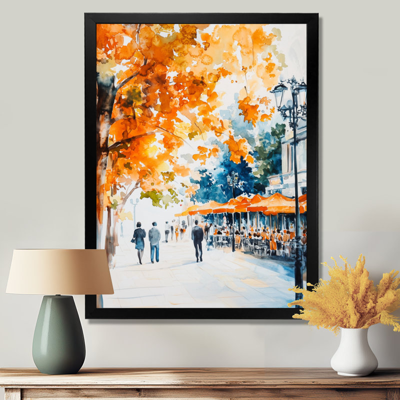 Automne à Paris, café I - impression d'art urbain, H 32 po x l 24 po, Reproduction encadrée d'une seule photo sans pass