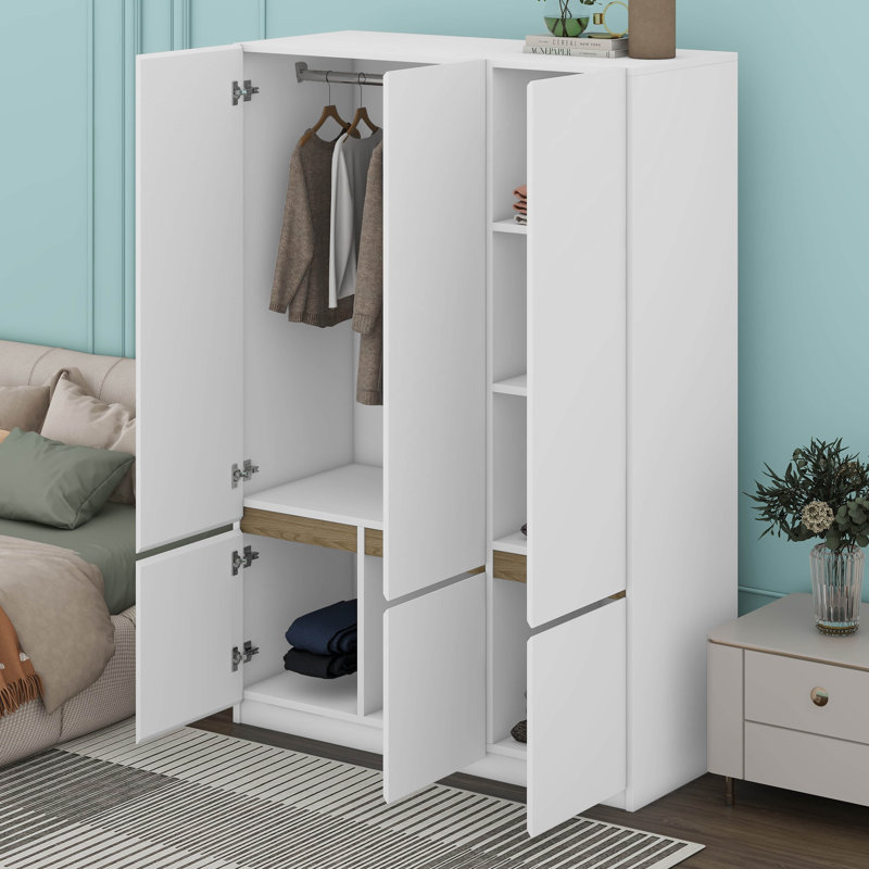 6-Doors Wooden Wardrobe Storage For Bedroom