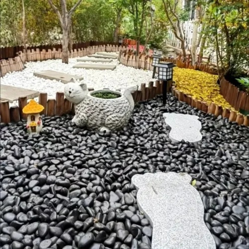 Pierre de jardin 38 lb - Roches de rivière polies pour l'aménagement paysager, les allées, les pots de plantes, les vases, l'artisanat (1 à 3 pouces, mélange blanc / noir / gris-jaune)