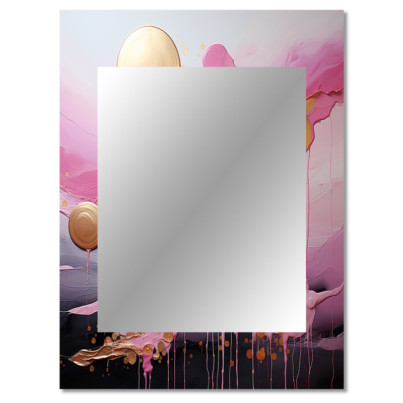 Or et rose moderne liquide formes I - miroir mural formes, miroir décoratif moderne, art imprimé en métal, 40 po x 30 po
