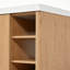 Meuble-lavabo mural de 107 cm (42 pouces) avec lavabo en SMC, armoire en MDF mélamine, charnières à fermeture douce, poignées dorées, tablette en U réglable, 6 étagères ouvertes, solution de rangement pour salle de bain