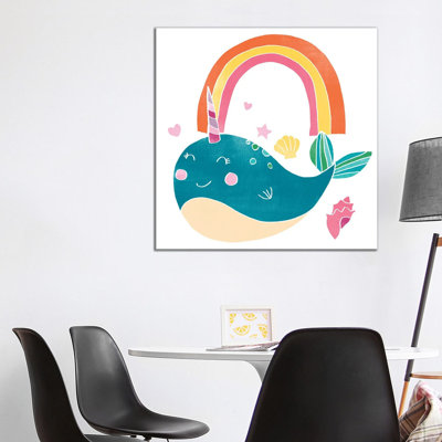 Happy Narwhals I 1 Piece Wrapped Canvas Painting