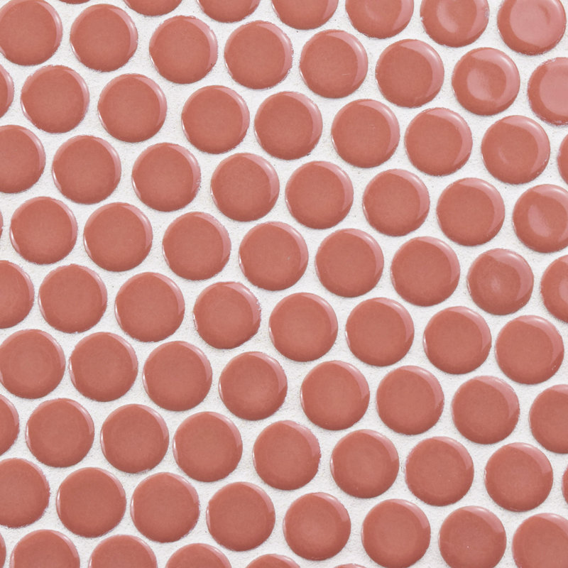 Carreau de mosaïque rond en porcelaine pour plancher et mur 11-7/8 po x 12-5/8 po Hudson Penny, Vermillon