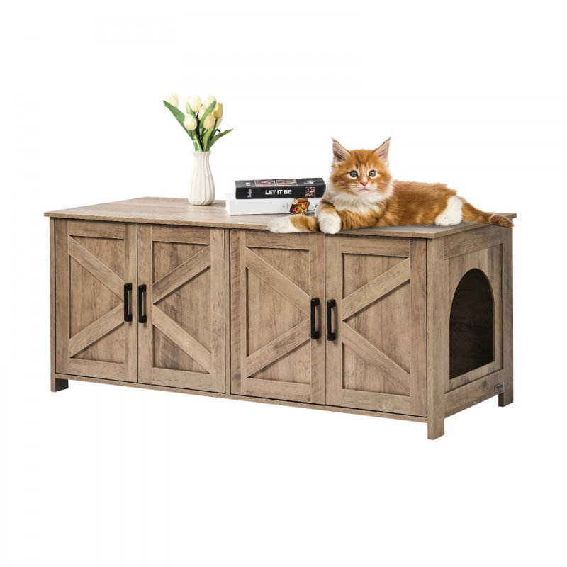 Enclos pour litière pour chat caché 2 pièces, Brun