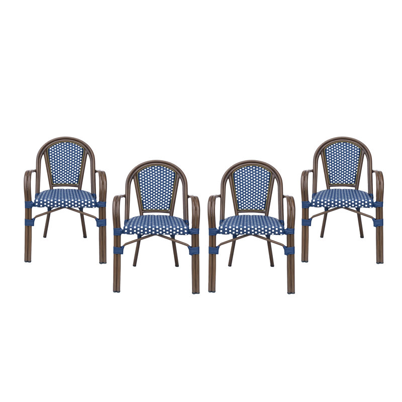 Chaises de bistro d'extérieur Sausalito, Navy Blue/White