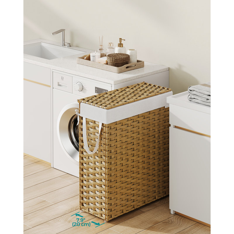 Wood Laundry Hamper with Handles, Goose Yellow