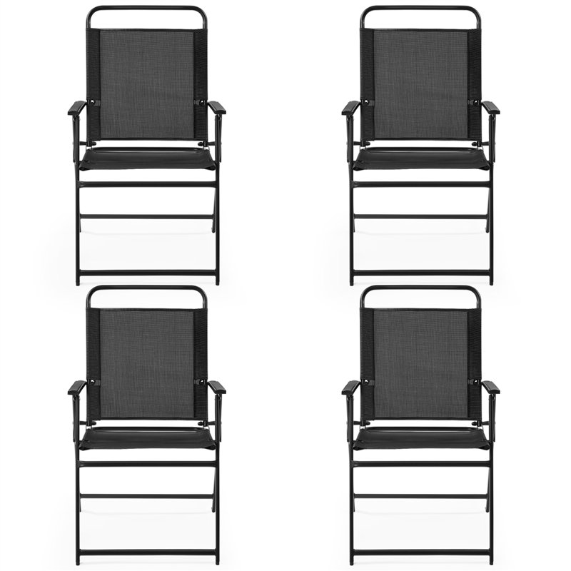 Folding Patio Dining Armchair, Black, 4