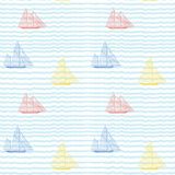 Kids Sailboats 10' L x 24" W Peel and Stick Wallpaper Tile