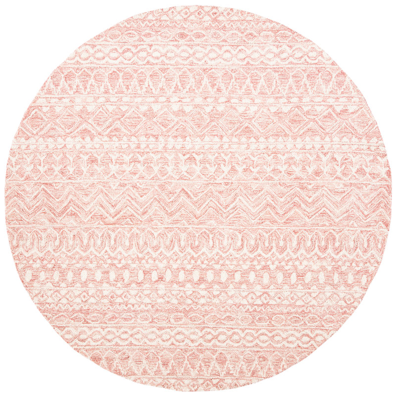 Cuomhouse Hand Tufted Wool And Cotton With Latex Chevron Rug, Round 5'