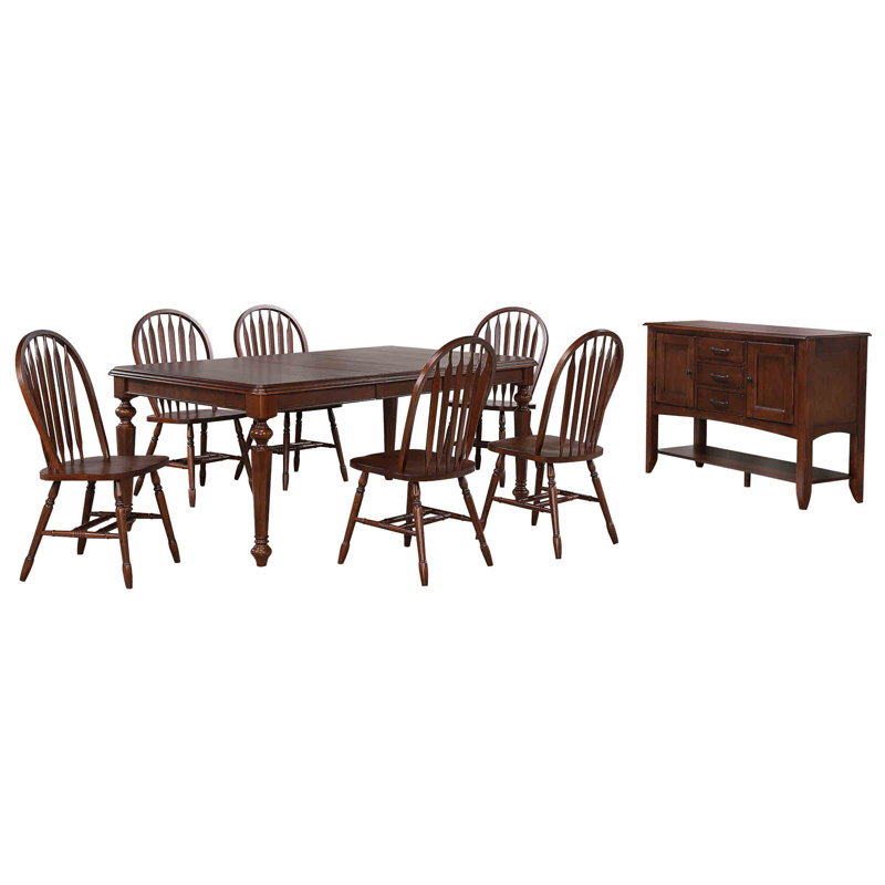 Eddi 6 - Person Four Leg Dining Set, 8 Pieces: Table, 7 Chairs