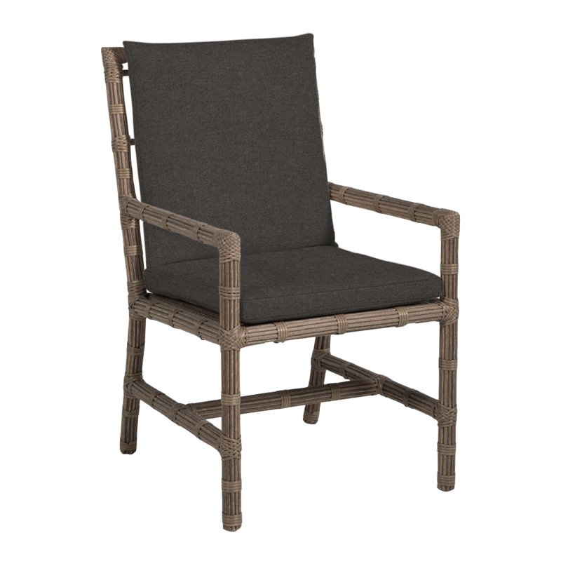 Newport Patio Dining Armchair with Cushions, Welt, Newport #66 Burlap, Verona Fossil