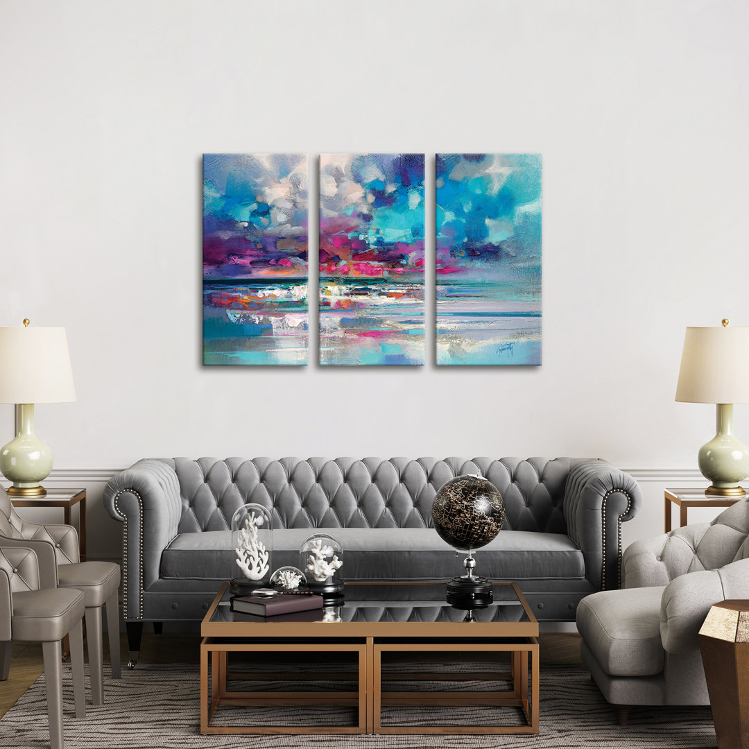'Atlantic Magenta' Painting Multi-Piece Image on Wapped Canvas