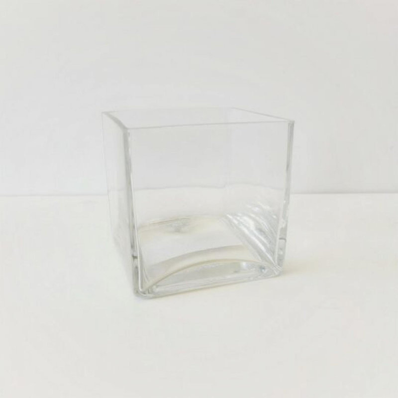 Square Vase, 4" H x 4" W x 4" D, Clear