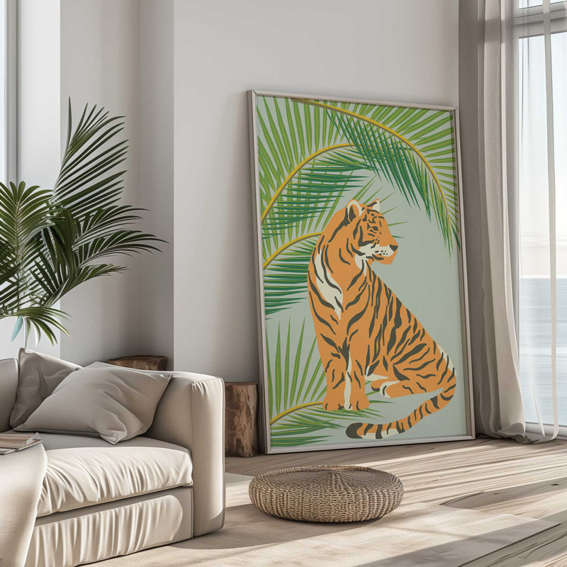 Imprimé tigre, H 15 po x l 12 po, Noir satiné