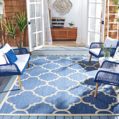 Tapis d'intérieur / extérieur à motif géométrique Ariaya Performance