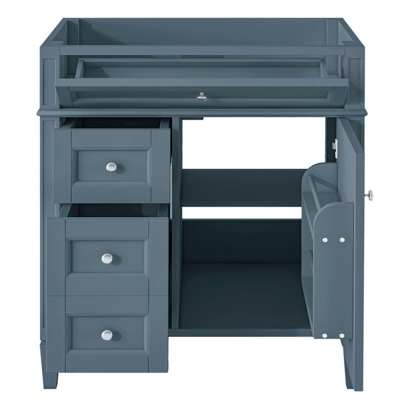 Meuble-lavabo de salle de bain de 30 po sans lavabo supérieur, armoire de rangement moderne avec 2 tiroirs et un tiroir rabattable (BASSIN INCLUS)