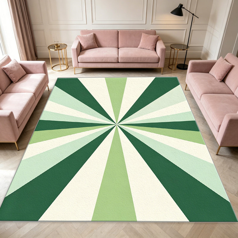 Retro Sunburst Green carpet-easy to clean, machine-washable, soft and comfortable; suitable for door mats, kitchens, living rooms, bedrooms, corridors, and laundry areas. Easy to clean, durable carpet for home decoration.