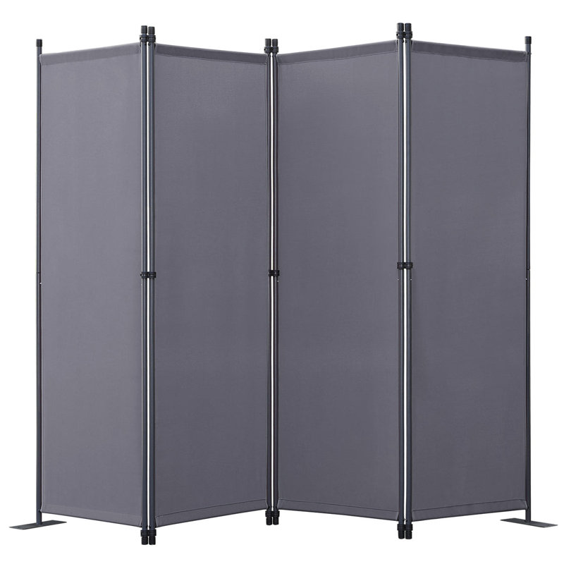 224cm W x 165cm H 4 - Panel Metal Folding Room Divider, Grey