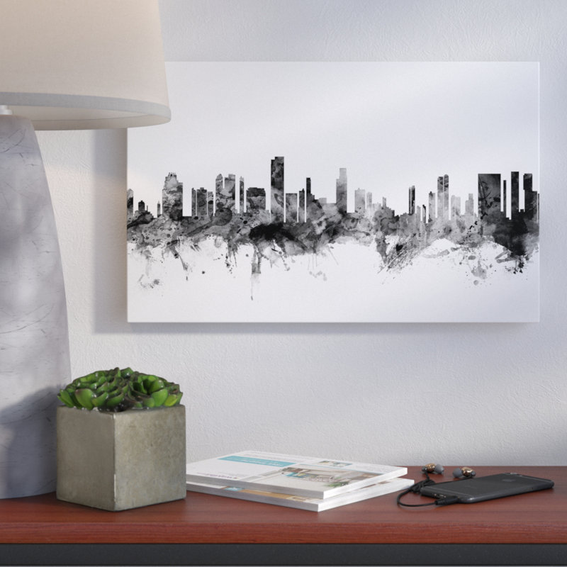 « honolulu hawaii horizon », impression encadrée sur toile tendue, H 12 po x l 19 po x P 2 po