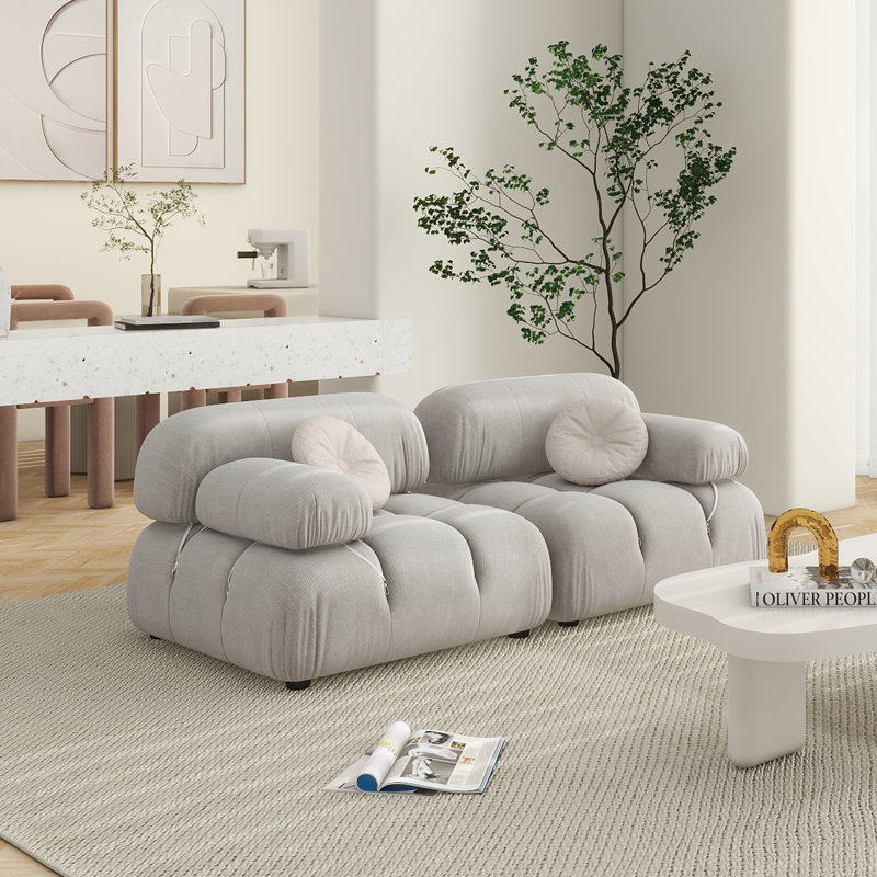 Sigma 73" Upholstered Loveseat, Pebble Gray Corduroy