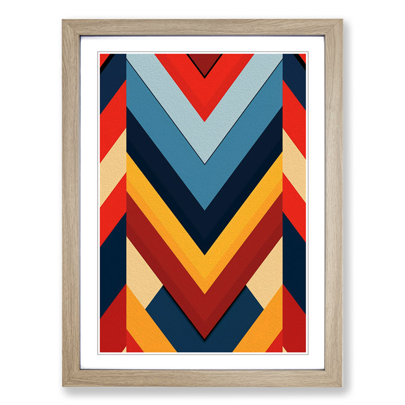 Chevrons Constructivism No.2 - Single Picture Frame Print on Wood, Oak Framed, 64cm H x 46cm W x 2cm D