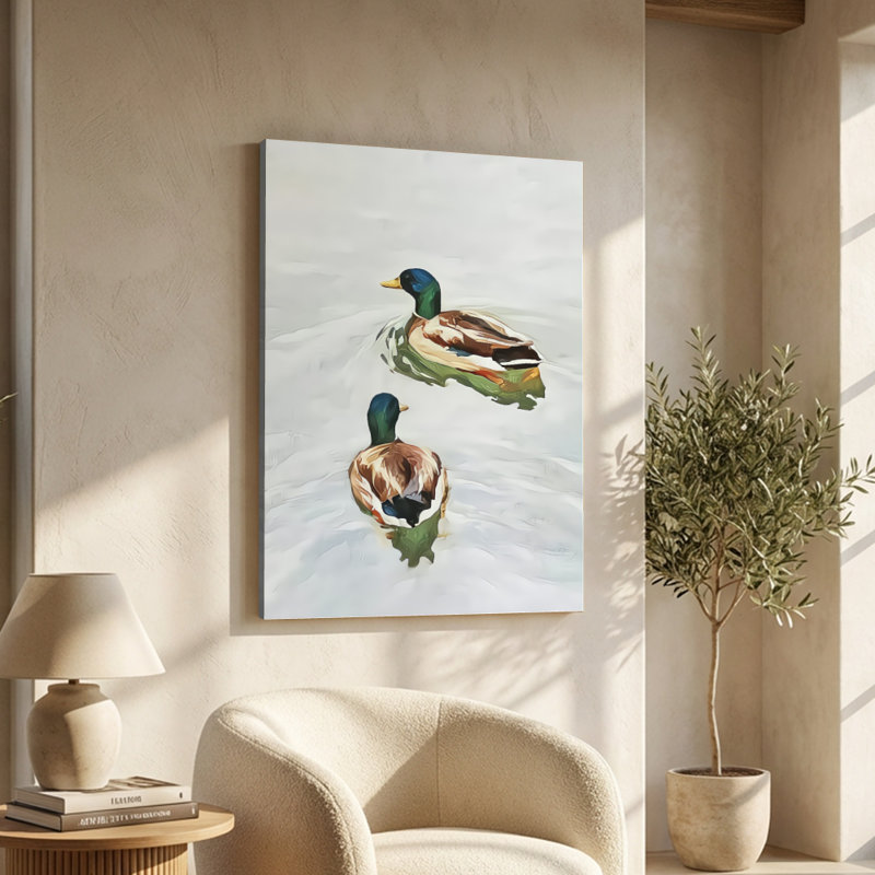 Impression sur toile, "Mallard canards nager gracieusement"