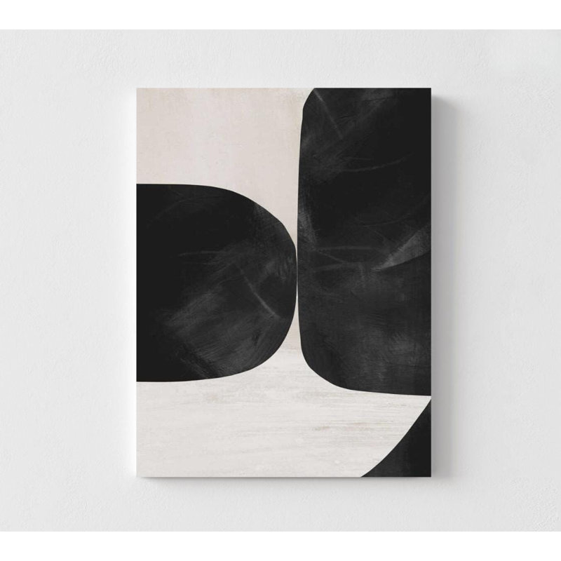 Reproduction de formes abstraites modernes - art mural minimaliste noir et blanc, Ne s’applique pas, H 16 po x l 12 po