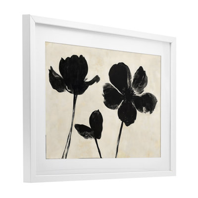 Inky Black Florals Silhouette Framed Print Under Glass, design by Creative Studio