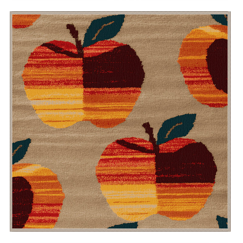 Washable Apple Fuji Fruits Area Rug, Square 3'