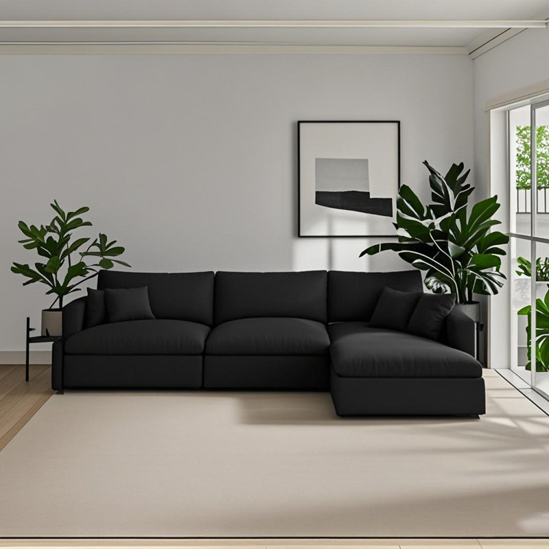 Canapé modulaire en L 95,4 po Ozelma, Rembourrage en mousse noire
