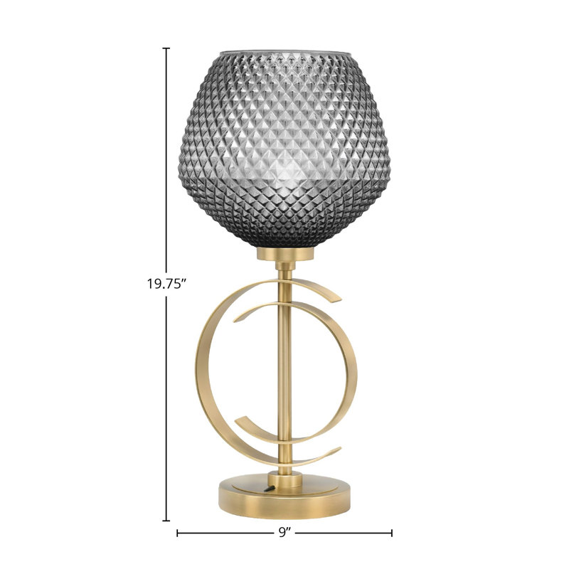 Lampe de table en acier inoxydable Gulran, Laiton, Noir, H 19,75 po x l 9 po x P 9 po
