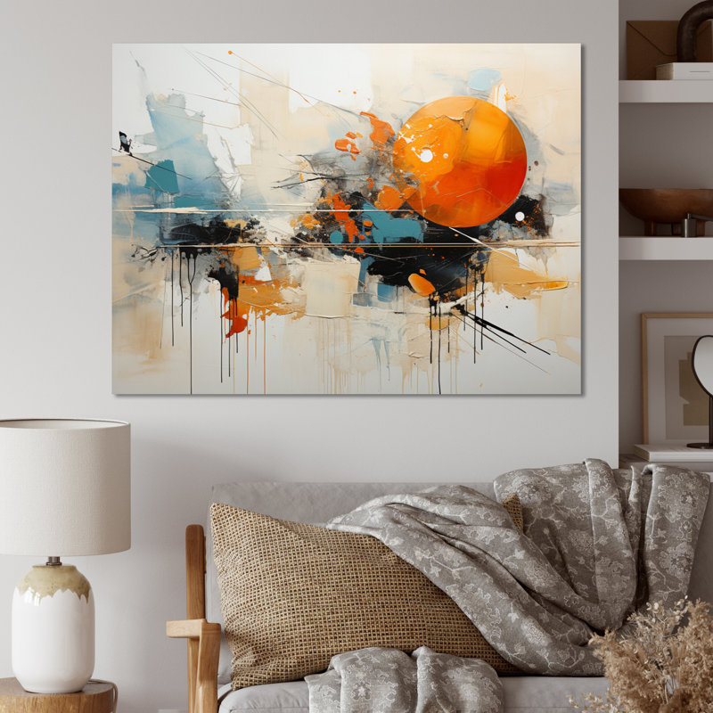 Teal Orange Bold Energy III - Dams Canvas Prints, Wrapped Canvas, 16" H x 32" W x 1" D