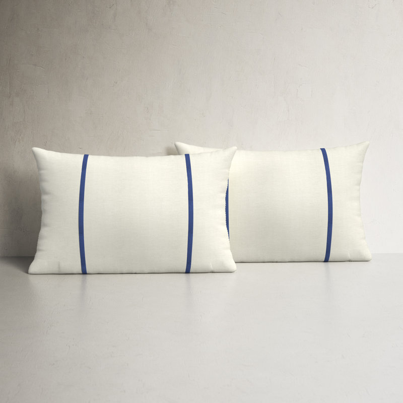 Furston Striped Outdoor Reversible Throw Pillow, 16" x 26", Ivory