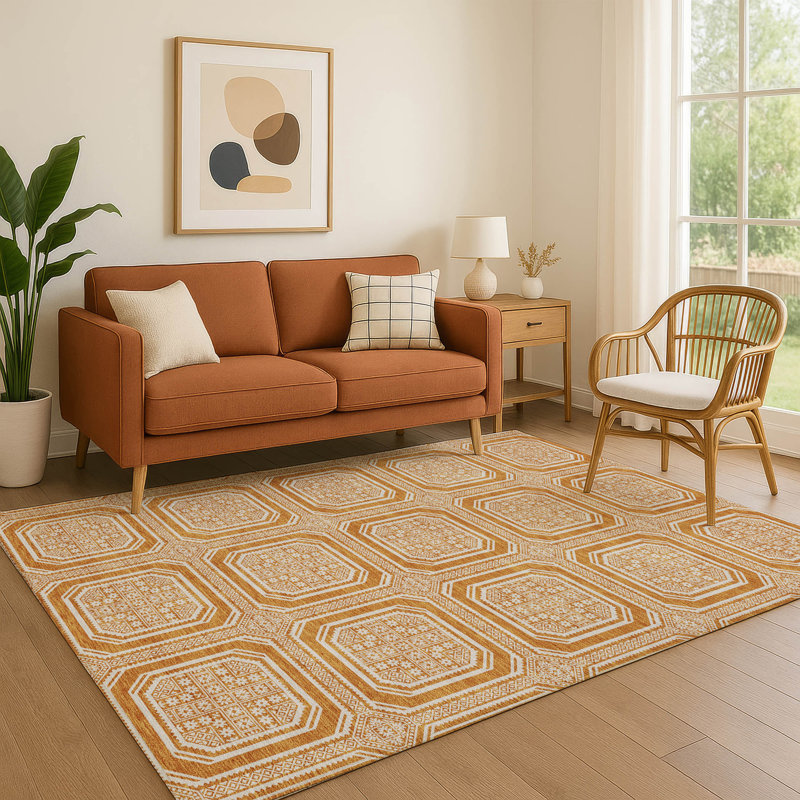 Premium Machine Washable Elize AMF1451 Geometric Rug, Rectangle 10' x 14'