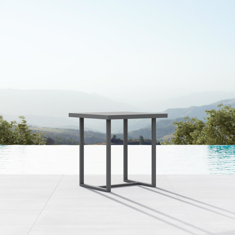 Pavia Power Coated Aluminum Bar Table, Matte Charcoal, 35.23" W x 35.23" L x  42.13" H
