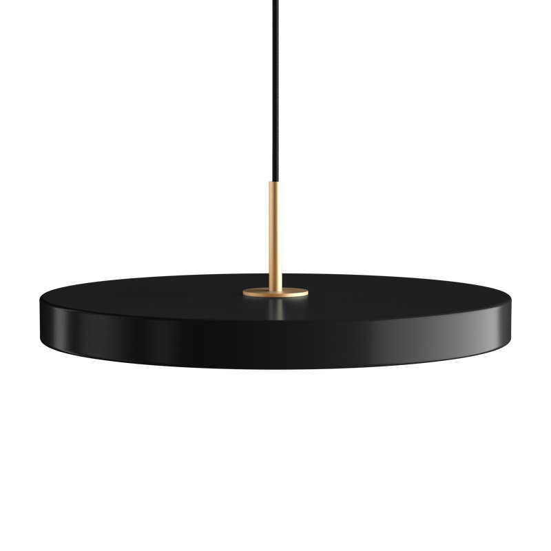Asteria LED Pendant in Black with Brass Connector, Black