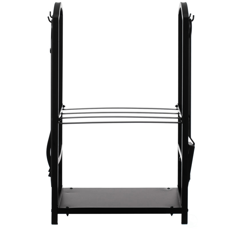 Black Iron Outdoor Firewood Log Cart with Tool Rack