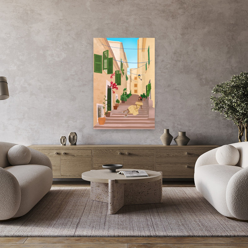 Affiche murale sans titre représentant une architecture estivale contemporaine, H 48 po x l 32 po