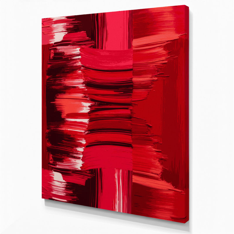 «Abstract Color Field 18», art mural sur toile rouge, H 30 po x l 20 po