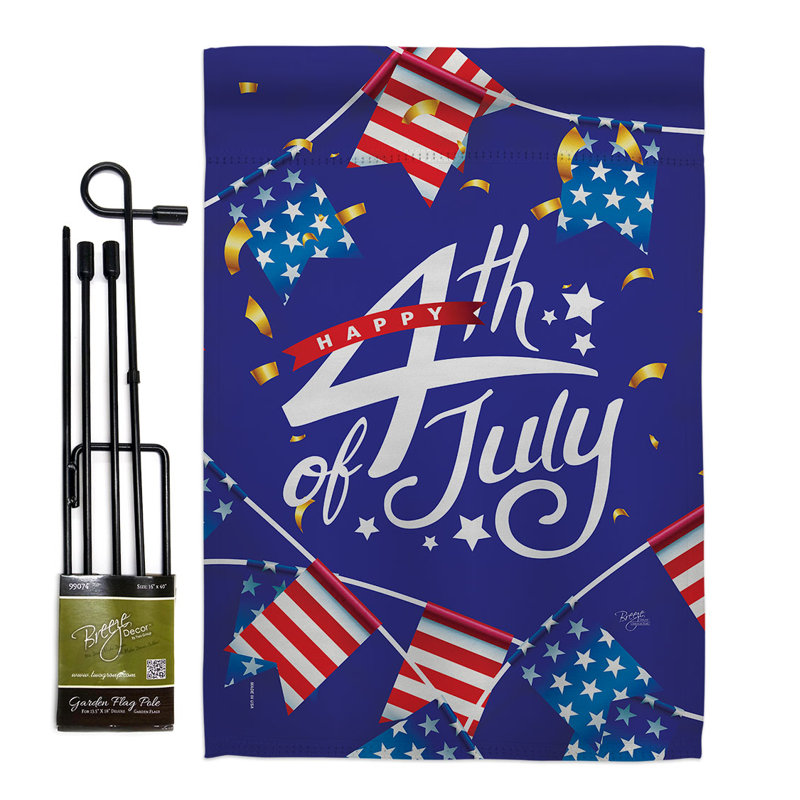 Double Sided 18.5'' H x 13'' W Polyester Independence Day Flag Set