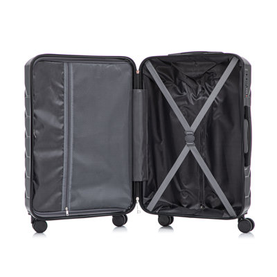 HIFINE TOURIST 3-Piece ABS Hardshell Luggage Set with Spinner Wheels - 20", 24", 28" - Black