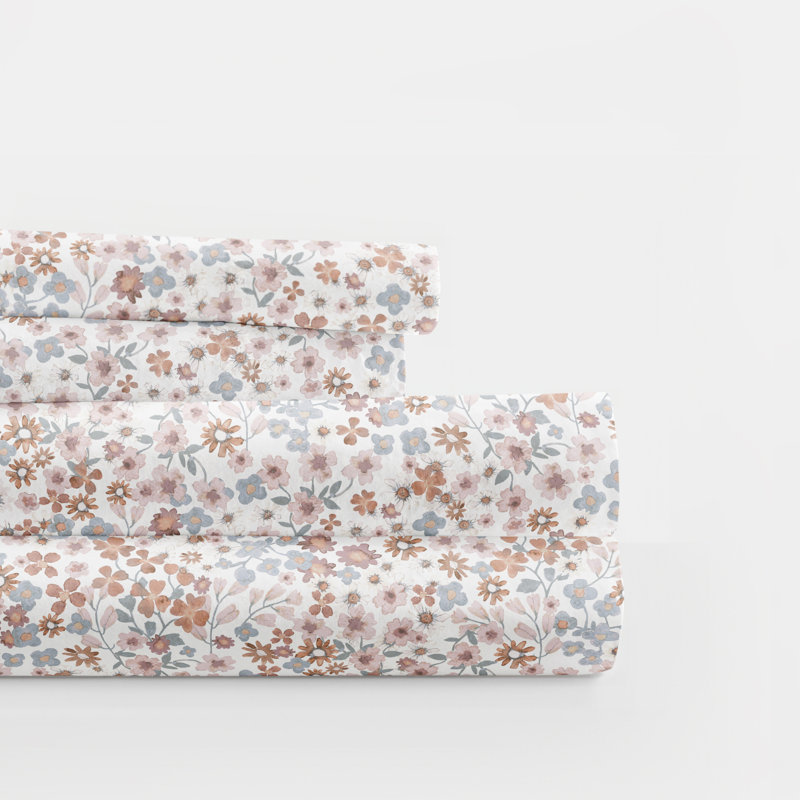 California King Garden Bloom Floral Cotton Microfiber Sheet Set