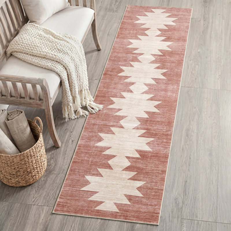 Tapis antidérapant Peyton Minimalist, Rose Clay/Cream, Tapis de couloir 2 pi x 8 pi