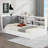 Twin Size Pine Wood Platform Bed with Storage Headboard, Shelves &amp; 2 Drawers - White, No Box Spring Needed-1164875874