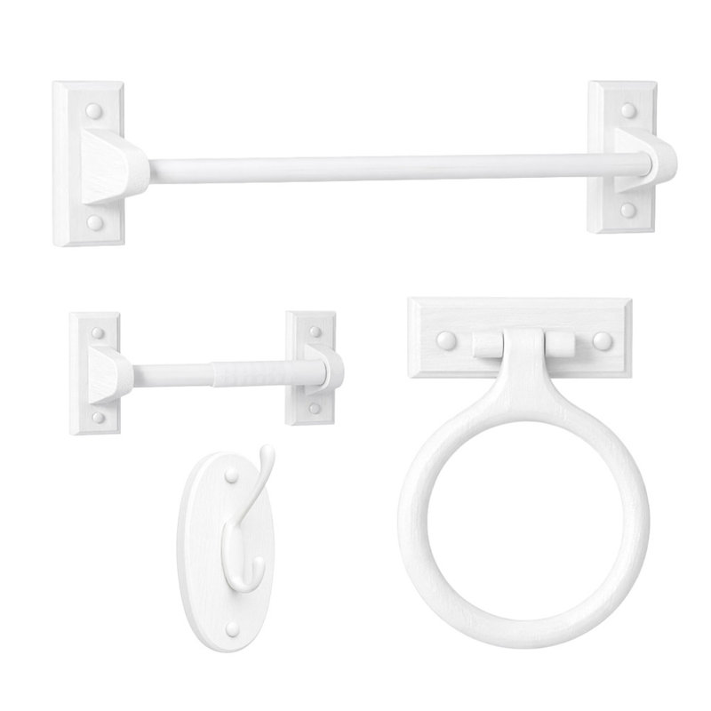 Ensemble d'accessoires de salle de bain blanc et bois blanc