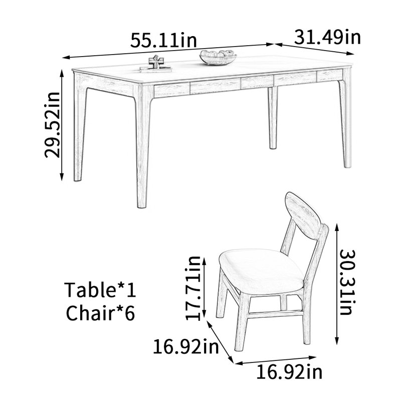Table de salle à manger White Rock, H 29,52 po x L 55,11 po x l 31,49 po