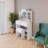 31.5" Round LED Mirror Vanity Set with Adjustable Lighting, Compact Dressing Table & Stool for Small Spaces-124780736