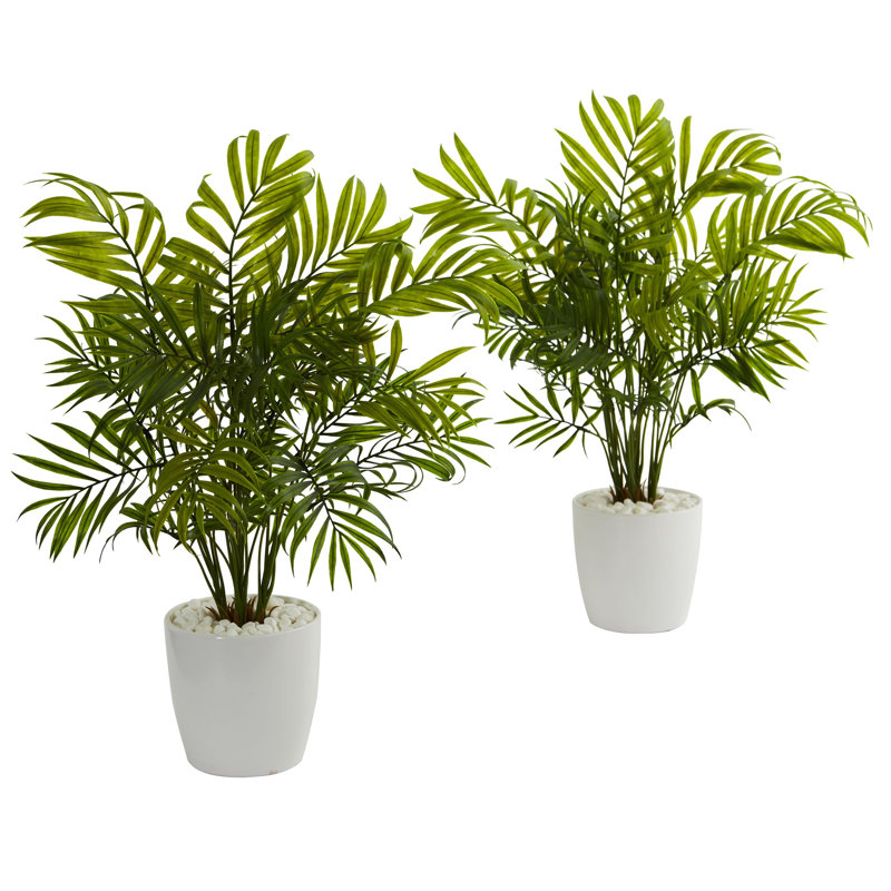 Ensemble de 2 plantes de palmier artificielles dans un pot de fleurs